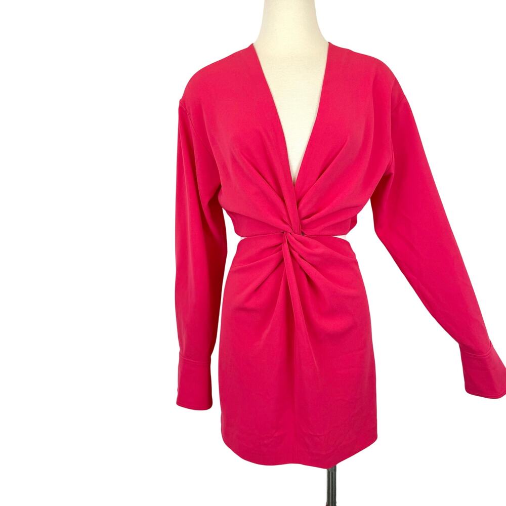ALC Zoey Twist Front Mini Dress Cut-Out in Rambutan Pink NWT US 8